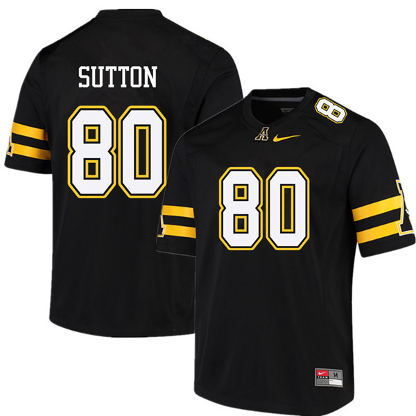 Men #80 Corey Sutton Appalachian State Mountaineers College Football Jerseys Sale-Black
